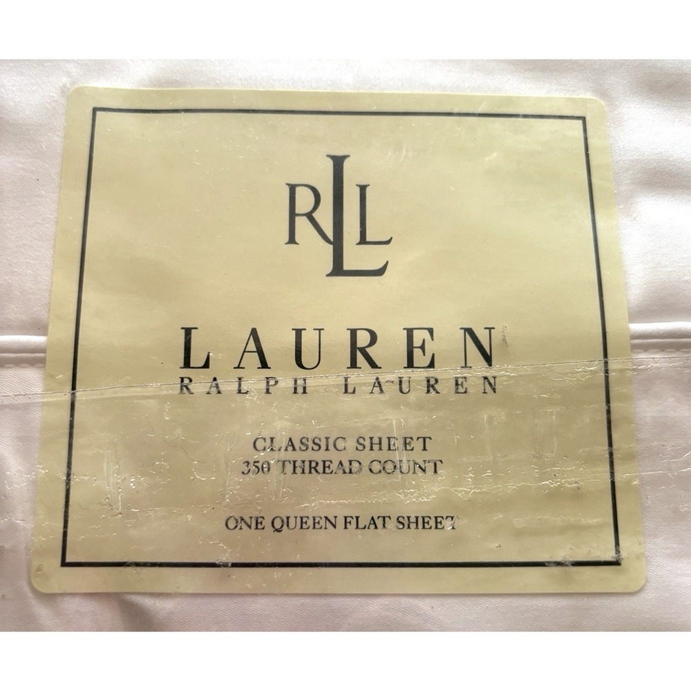 Vtg Ralph Lauren Flat Sheet Queen NIP NOS Classic White 350 Count 100% Supima - Picture 2 of 4